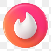 Tinder icon for social media in 3D design png. 25 MAY 2022 - BANGKOK, THAILAND