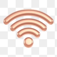 Wifi network png icon sticker, rose gold 3D rendering, transparent background