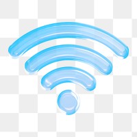 Wifi network png, glossy icon sticker, 3D rendering, transparent background