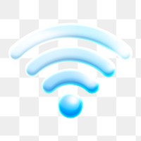 Wifi network png icon sticker, 3D rendering, transparent background