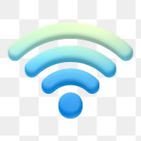 Wifi network png icon sticker, 3D rendering, transparent background