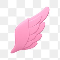 Angel wing png icon sticker, 3D rendering, transparent background