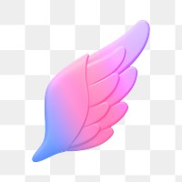 Angel wing png icon sticker, gradient 3D rendering, transparent background