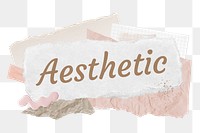 Aesthetic png word sticker typography, feminine paper collage, transparent background