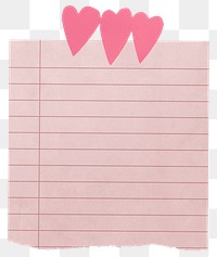 Ripped pink png note paper sticker, journal collage element, transparent background