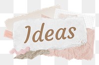 Ideas png word sticker typography, aesthetic paper collage, transparent background