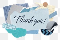 Thank you! png word sticker typography, aesthetic paper collage, transparent background