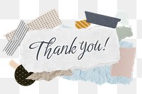 Thank you! png word sticker typography, aesthetic paper collage, transparent background