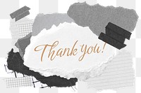 Thank you! png word sticker typography, aesthetic paper collage, transparent background