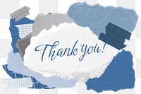 Thank you! png word sticker typography, aesthetic paper collage, transparent background