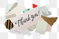 Thank you! png word sticker typography, aesthetic paper collage, transparent background