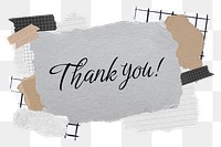 Thank you! png word sticker typography, aesthetic paper collage, transparent background