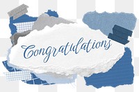 Congratulations png word sticker typography, aesthetic paper collage, transparent background