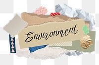 Environment png word sticker typography, aesthetic paper collage, transparent background