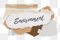 Environment png word sticker typography, aesthetic paper collage, transparent background