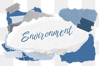 Environment png word sticker typography, aesthetic paper collage, transparent background