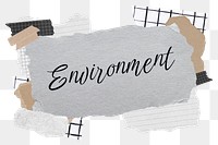 Environment png word sticker typography, aesthetic paper collage, transparent background