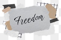 Freedom png word sticker typography, aesthetic paper collage, transparent background