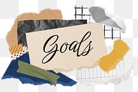 Goals png word sticker typography, aesthetic paper collage, transparent background