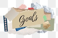 Goals png word sticker typography, aesthetic paper collage, transparent background