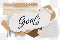 Goals png word sticker typography, aesthetic paper collage, transparent background