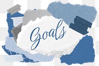 Goals png word sticker typography, aesthetic paper collage, transparent background