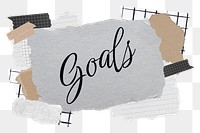 Goals png word sticker typography, aesthetic paper collage, transparent background