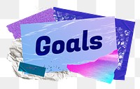 Goals png word sticker typography, aesthetic paper collage, transparent background