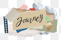 Journey png word sticker typography, aesthetic paper collage, transparent background