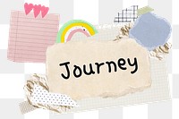 Journey png word sticker typography, aesthetic paper collage, transparent background