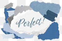 Perfect! png word sticker typography, aesthetic paper collage, transparent background