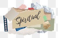 Spiritual png word sticker typography, aesthetic paper collage, transparent background