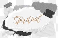 Spiritual png word sticker typography, aesthetic paper collage, transparent background