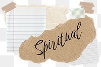 Spiritual png word sticker typography, aesthetic paper collage, transparent background