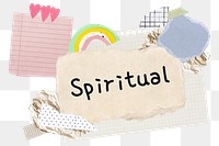 Spiritual png word sticker typography, aesthetic paper collage, transparent background