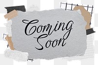 Coming soon png word sticker typography, aesthetic paper collage, transparent background