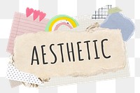 Aesthetic png word sticker typography, cute paper collage, transparent background