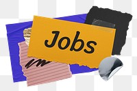 Jobs png word sticker typography, aesthetic paper collage, transparent background