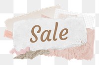 Sale png word sticker typography, aesthetic paper collage, transparent background