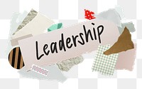 Leadership png word sticker typography, aesthetic paper collage, transparent background