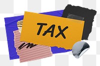 Tax png word sticker typography, aesthetic paper collage, transparent background