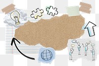 Business doodle png frame, cute paper collage, transparent background