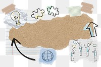 Business doodle png frame, cute paper collage, transparent background