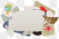 Aesthetic education png frame, paper collage, transparent background