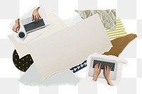 Aesthetic WFH png frame, paper collage aesthetic, transparent background