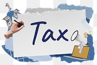 Tax png word sticker typography, marketing aesthetic paper collage, transparent background