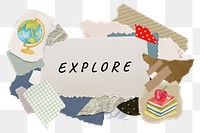 Explore png word sticker typography, education aesthetic paper collage, transparent background