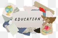 Education png word sticker typography, aesthetic paper collage, transparent background