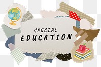 Special education png word sticker typography, aesthetic paper collage, transparent background