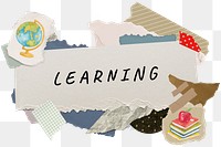 Learning png word sticker typography, education aesthetic paper collage, transparent background